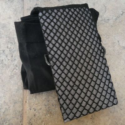 SPANX SZ A Very Black Honeycomb Fishnet Shaping Tights Style 20125R No Package